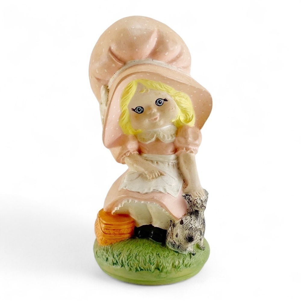 Vintage 1975 Byron MoldsCollectible Little Girl W/Cat Bonnet Figurine - Picture 1 of 5